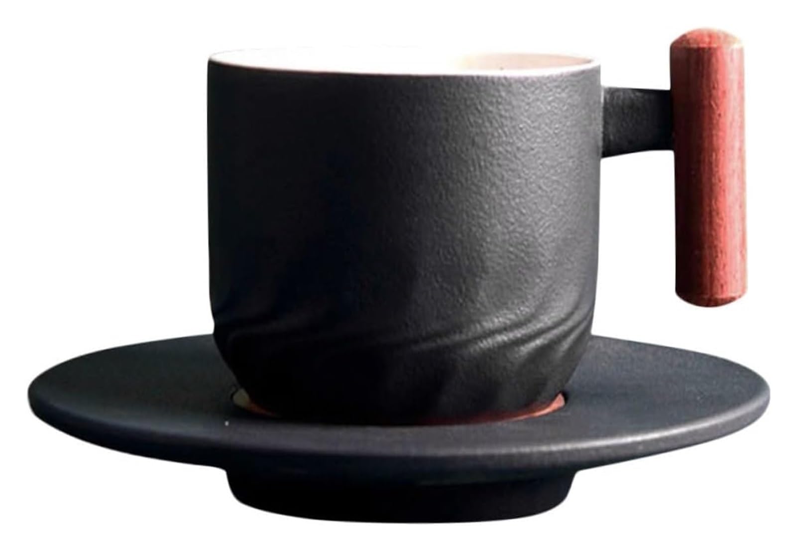 Taza de café, taza de té para oficina y hogar, 1 juego de taza de porcelana, taza de madera, taza de bebidas de cerámica, taza de café, taza de desayuno grande, taza de capuchino, mango de madera de