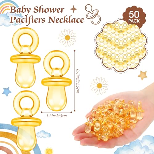 Image of Thyle 51 Pcs Here Comes The Son Pacifier Hunt Baby Shower Games Boho Sun Decorations Include Hunt Sign and 50 Acrylic Pacifiers for Baby Shower Game Decoration Gift Sets Gender Reveal Party Decor