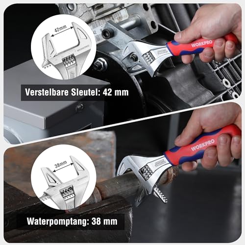 WORKPRO 2-in-1 moersleutel en stekkertang, met grote opening 42 mm en handgreep van twee materialen, lengte 200 mm - Afbeelding 4