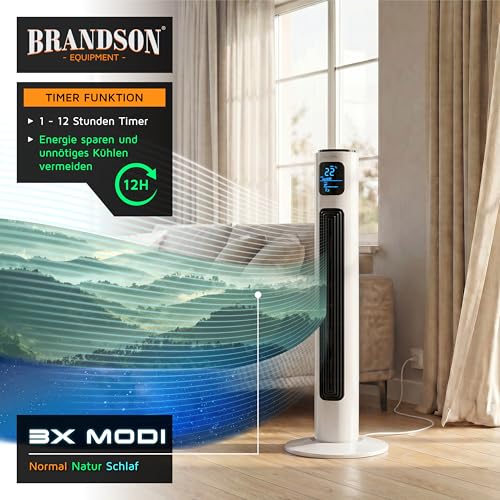 Brandson Turmventilator Bedienelement am Gerät mit LED-Anzeige. - Detailansicht von Brandson Turmventilator mit...