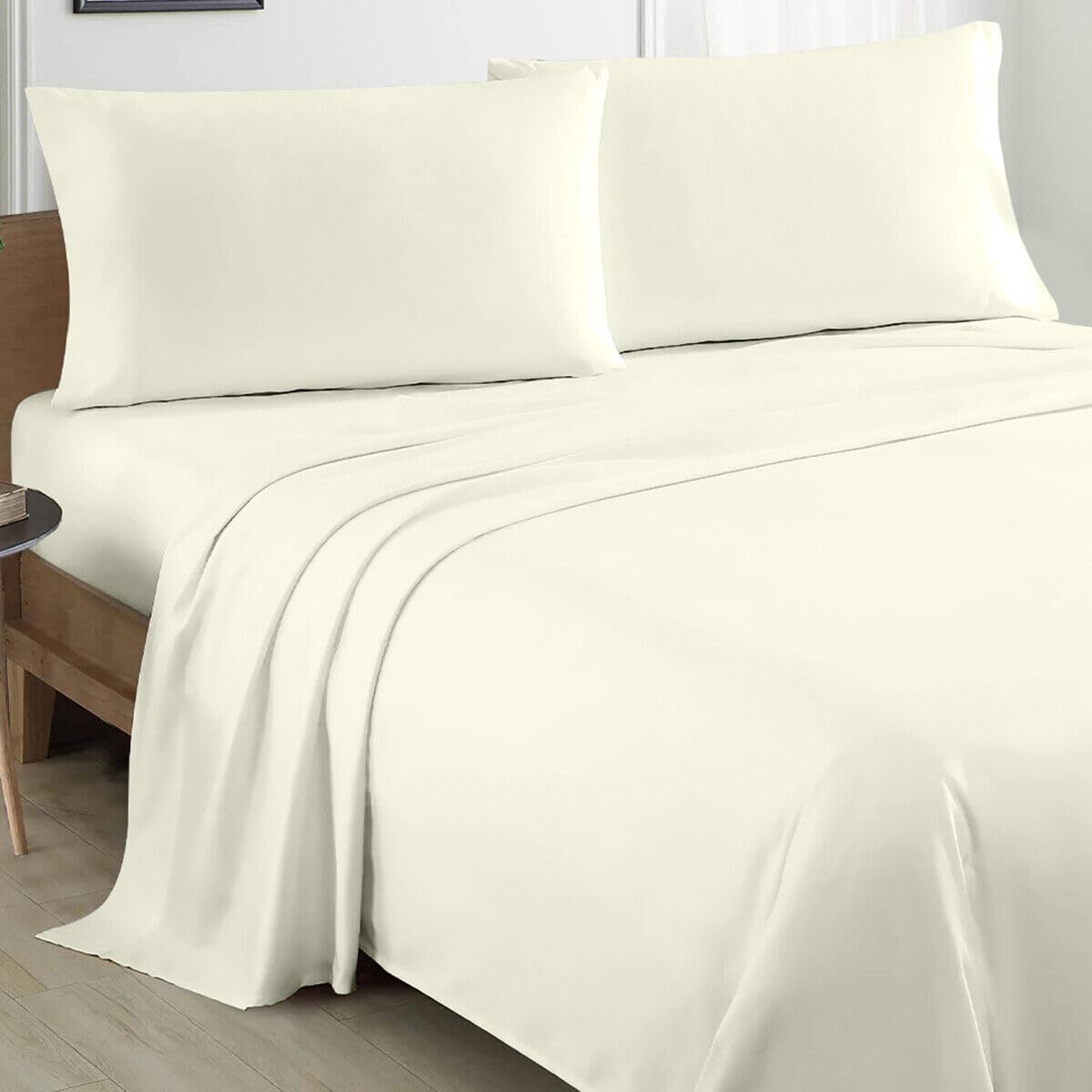 Lenzuolo Da Letto In 100% Cotone Egiziano A 500 Fili, Di Qualità Per Hotel (super King Size, Latte - Foto 2