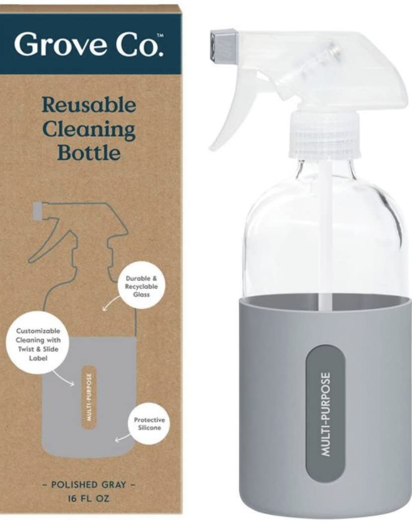 16 Oz. Glass Spray Bottle with Protective Non-Slip Silicone Sleeve and Sturdy Case - Dishwasher Safe, BPA Free - Single Bottle