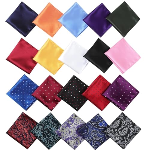 Jeatonge Pocket Squares for Men 20 Pack Mens Pocket Squares handkerchiefs Set Assorted Colors with Box2