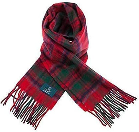 Pure Lamb’s wool Scottish Clan Tartan Scarf- 100% Wool - Pure Wool Tartan Plane Scarf - Perfect for Men and Women - 12x60 Inches