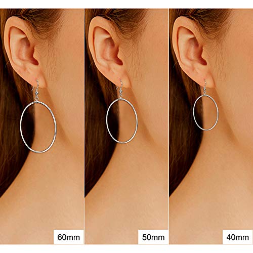 POPLYKE Sterling Silver/Rose Gold/Gold Plated Large Hoop Earrings Circle Dangle Drop Earrings for Women 40 50 60 70 80mm3