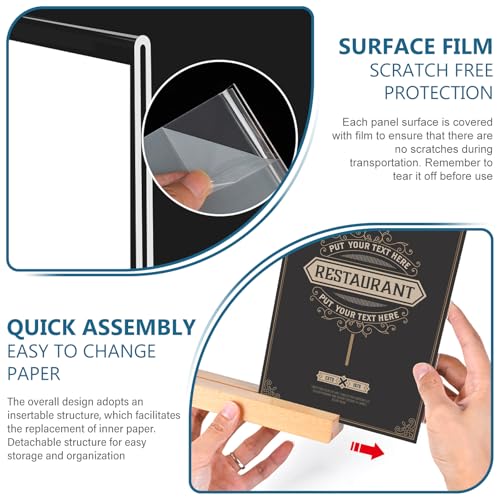 Porte affiche A5 acrylique transparent lot de 6 chevalets pour table et menu - 5