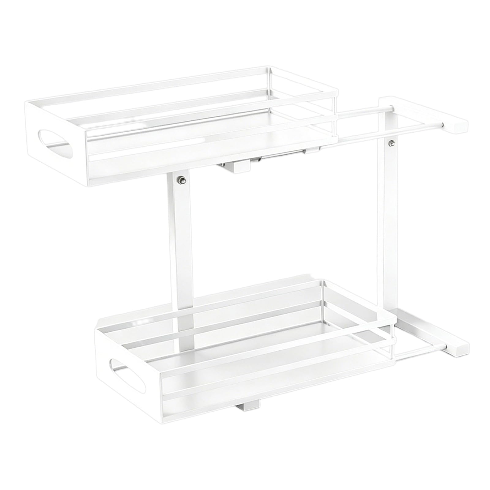 TFAOYS 2 Layer Pull Out Below Counter Storage Shelf Customizable L Shape Design for Kitchen Cabinets Space Saving Solution Space Saving Cabinet Shelf