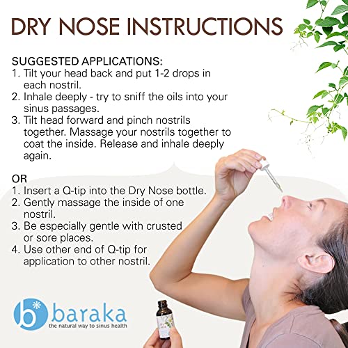 Baraka Dry Nose Nasal Moisturizer W/ 4 Organic Aromatherapy Essential Oils In Sesame Oil Base For Hydrating Sinuses - Kids And Adults (1 Oz Dropper Bottle) #TOP4