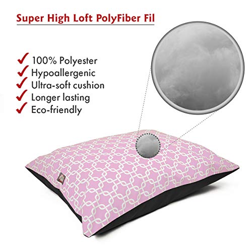 Image of Majestic Pet Rectangle Medium Dog Bed - Non-Slip Washable Comfy Crate Kennel Pillow for Sleeping - 35 x 28 Inch for Medium Breed - Links Pink