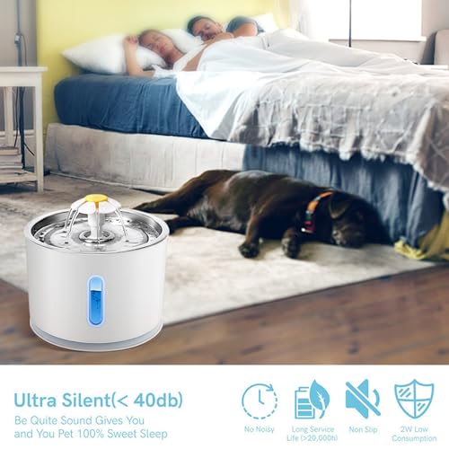 Fuente para gatos 2.4L con acero inoxidable y filtro activado miniatura 2