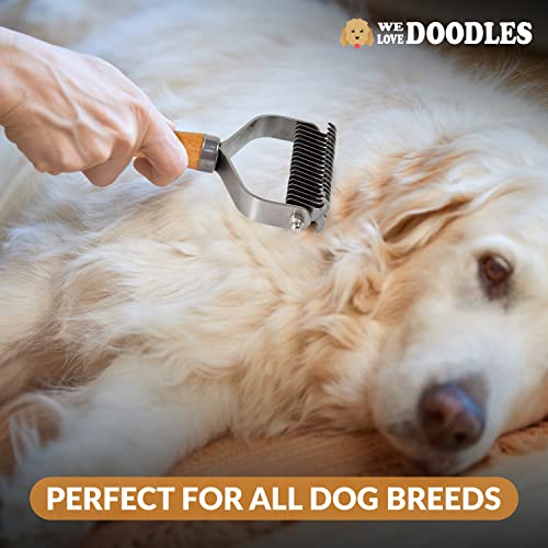We Love Doodles DEMATTINGCOMB Pet Dematting Comb For Dogs And Cats With Wood Handle, Deshedding Undercoat Rake thumb #2