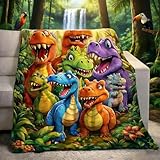 Dinosaur Blanket for Boys Girls 3D Dinosaur Throw Dino Blanket for Toddler Boys Kids Cute Smiling Dinosaurs HD Digital Print Flannel Ultra Soft Lightweight All Season (28 * 40in)