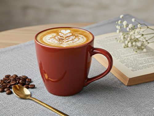 Image of Bodhi House Handcrafted Ceramic Coffee Mug Set of 1 Pieces (350 Ml), Stoneware Tea Cup, Microwave Safe Large Milk Mug, Glossy Finish, Ideal for Daily use, Casual Gatherings and Gifting, Burgundy