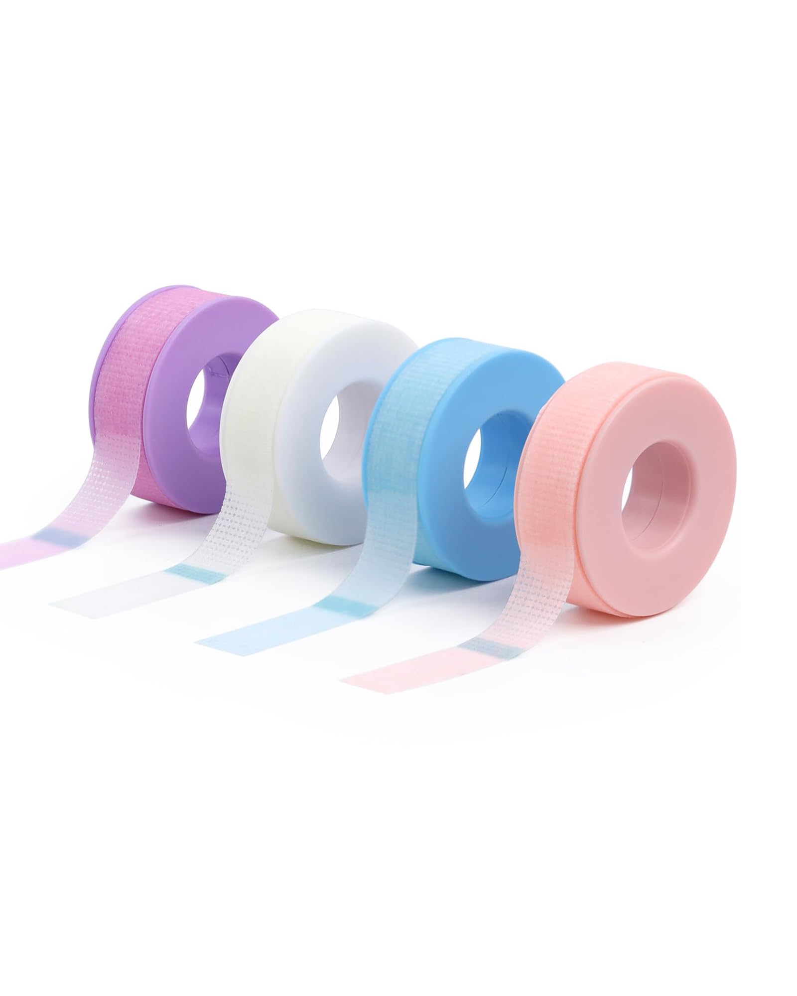 Obeyalash 4 Rolls Lash Tape for Extensions Make up Breathable Waterproof Gel Micropore Tape Blue Pink White Purple 0.49inch x 15.7 Yards