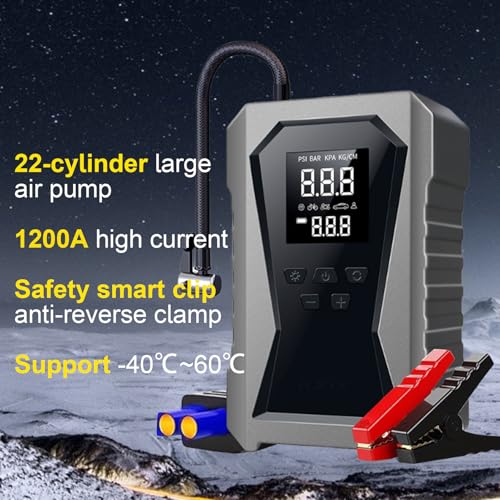 Motor de arranque de coche portátil de 12V con compresor de neumáticos 3