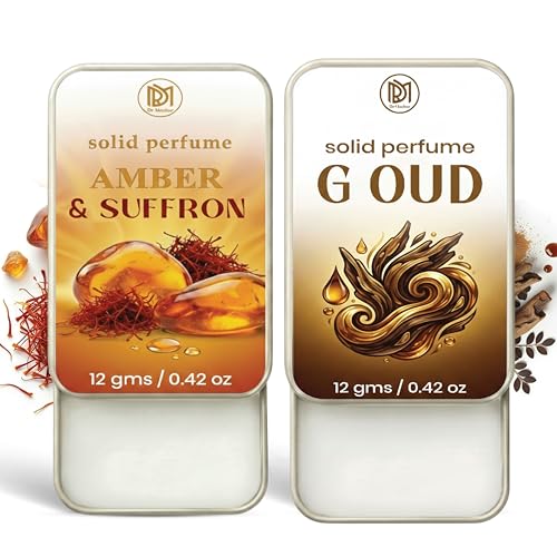 Image of Dr.Mashur Solid Perfume |Amber & Saffron&G oud Alcohol Free Wax Perfume Balm, Long Lasting | Pocket Tin 12g, Pack Of 2| Non Greasy Smooth Glide, Travel Friendly Unisex Gifts He Or Her