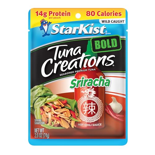 Image of StarKist Tuna Creations BOLD Sriracha Pouch (2.6 oz - 24 Pack) Wild Caught, 14g Protein Per Serving, Shelf Stable Seafood, Gluten Free, Soy Free, No Draining, Ready to Eat for Salads and Sandwiches