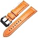 Lzpzz Bracelet vintage fait à la main pour homme 22 mm 24 mm Boucle en argent (couleur : boucle orange noire, taille : 24 mm)