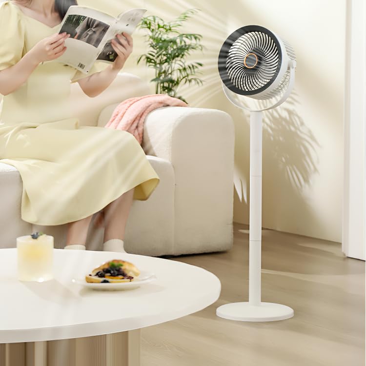 YZYOE Rechargeable Floor Standing Desktop Fan with Night Light, Portable Home Movable Fan, 5 Wind Speed Modes, 4 Adjustable Heights.