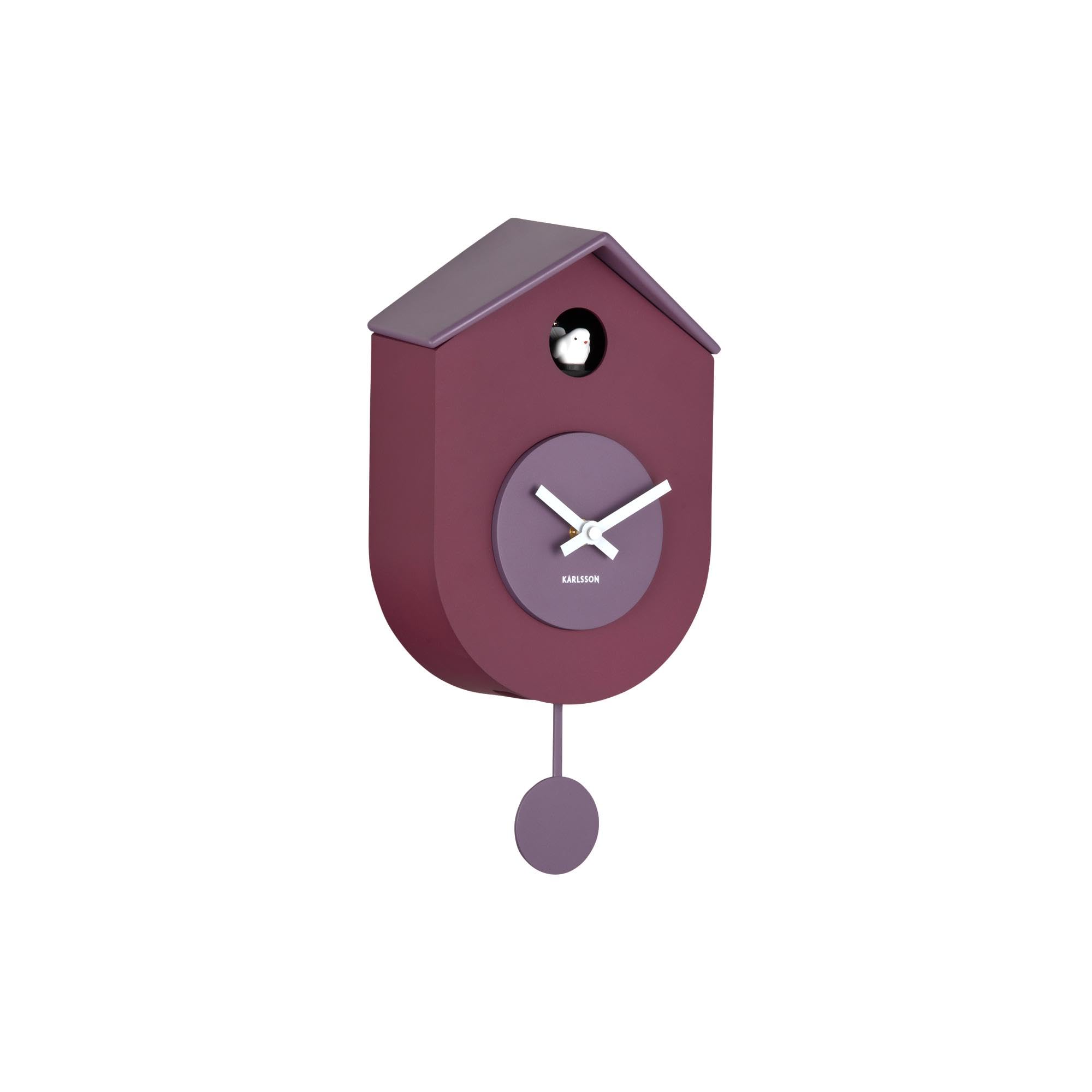 Karlsson Grato Cuckoo Wall Clock with Swinging Pendulum (Dark Mauve & Soft Lavender)