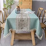 mantel mesa rectangular pequeña La superficie de los manteles utiliza Jacquard estéreo 3D avanzado, para que no tenga que preocuparse por el desgaste del patrón o el desvanecimiento.La moda y el elegante mantel a cuadros gris con flecos es de buena textura, portátil, duradero y lavable. .