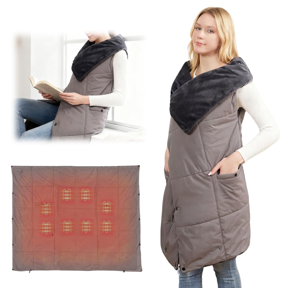 Heated Blanket Battery Operated, 52x43 inches Portable Wireless Cordless USB Heating Blank...