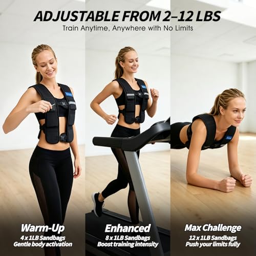 Image of Adjustable Washable Weighted Vest for Women Men, Flexible Cushioning & 4-Layer Breathable Fabric, V-Neck for Walking, Running & Strength Training