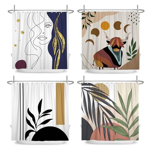 Rideau de douche imperméable en polyester à feuilles tropicales W180xH200cm - 3