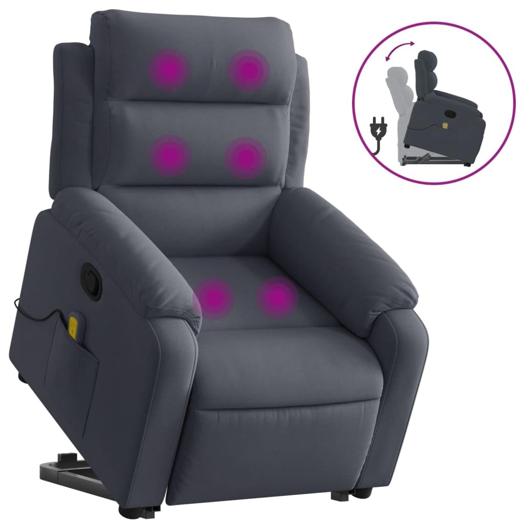 vidaXL Poltrona Alzapersona Reclinabile Grigio Scuro in Velluto
