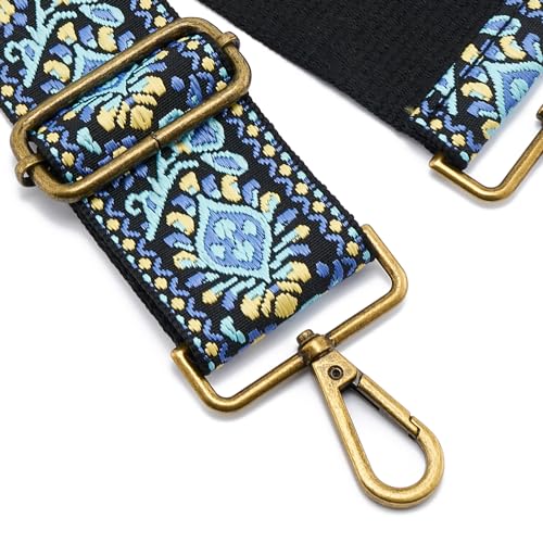 Image of ZOOEASS Bronze Buckles Purse Strap, 2 inch Wide Crossbody Handbag Strap Adjustable Replacement Shoulder Strap Vintage Embroidery