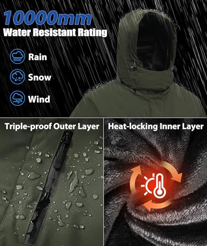 Image of Mens Winter Snow Jacket Waterproof Ski Jackets Snowboard Rain Warm Coat Insulated Hood Fleece Lined