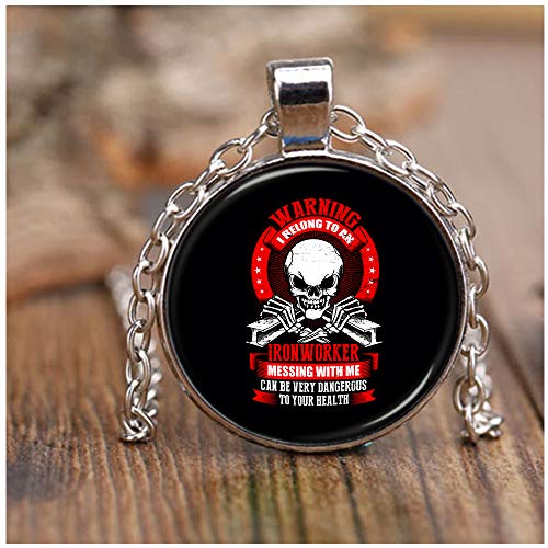 OMANECK I Love My Ironworker Necklace Nickel, I Belong to an Ironworker Necklaces (Necklace - Nickel - Black)