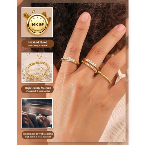 JIAOGE Gold Stackable Rings --4~5 Pcs - image 3