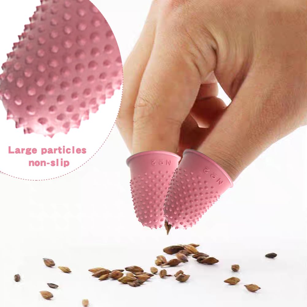 QLING Paquete de 5 dedales de goma, antideslizantes, flexibles, de goma, para contar notas, páginas giratorias, costura, contar, protector de punta de dedo, Rosa, Tamaño libre