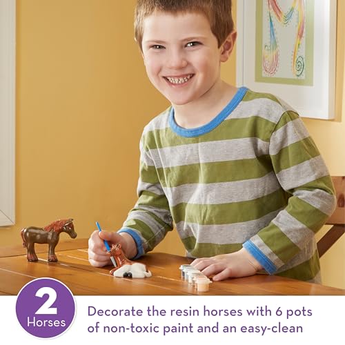Image of Melissa & Doug Created by Me! Horse Figurines Craft Kit (2 Resin Horses, 6 Paints, Paintbrush)