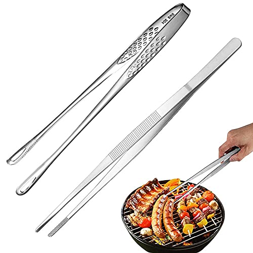 2 pinzas de cocina para cocinar, pinzas extra largas de acero inoxidable de 12 pulgadas, pinzas de metal para facilitar la parrilla, clip de pan, abrazadera de pastelería, pinzas de barbacoa Cover