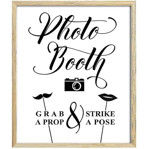 Darling Souvenir Photo Booth Wedding Party Sign Grab A Prop, Strike A Pose Signage Party Print - Frame Not Included Cover