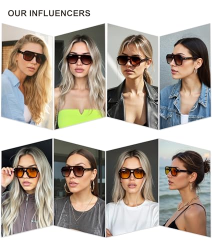 SOJOS Retro Thick Polarized Aviator Sunglasses for Women Men, Large Trendy Bold Square Pilot Shades SJ23852