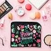UpfurMach Whimsical ‘Witch’-Inspired Black Cosmetic Bag with Playful Pink and Green Design Women's cosmetic bag with zipper-Perfect for Fans of the Musical and Theatrical Fashion