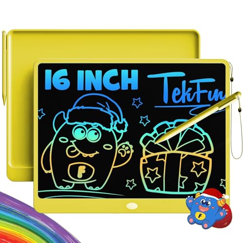 Image of TEKFUN LCD Writing Tablet for Adults, Large Doodle Board, 16 Inch Colorful Drawing Tablet Writing Pad, Toddler Toys for 3 4 5 6 7 8 9 Year Old Girls Boys Teen, Birthday Gifts for Kids (Yellow)