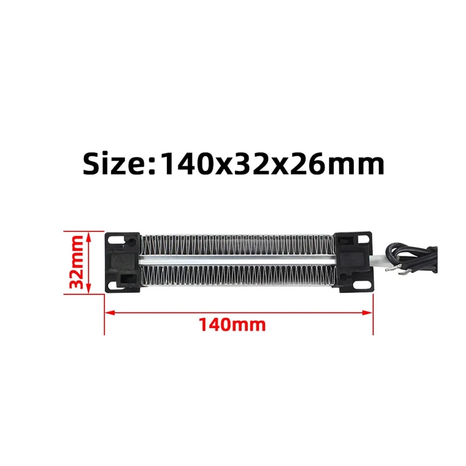 Elektryczny podgrzewacz powietrza PTC, ceramiczny, 140 x 32 x 26 mm, 110 V, 250 W, bez termostatu, 96A1
