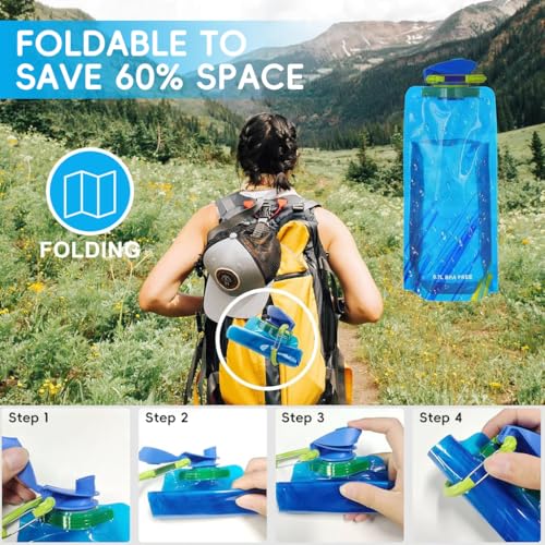 Image of Zibuyu Water Pouch 700ml, Running Bottle For Hiking, 3Pcs | Quick-Release Buckles, Leak-Resistant Carry, Soft Construction, Refillable Design for Running and Hiking