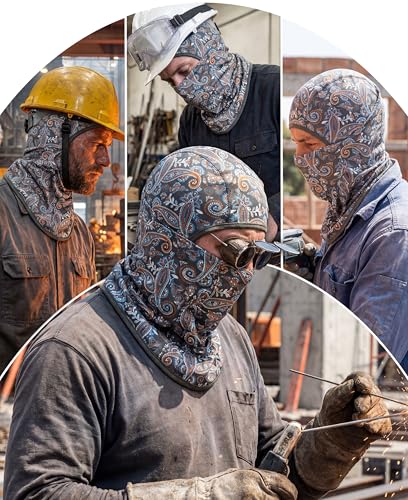 Image of BOCOMAL FR Face Mask Flame Resistant Balaclava 5.5oz Lightweight Arc Rated Helmet Liner Covering Hood for Welding
