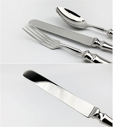 Miniatura 5 de Juego de cubiertos de 40 piezas para 8, juego de cubiertos de acero inoxidable 18/10, pulido con patrón de tortuga, juego de vajilla fina para comer