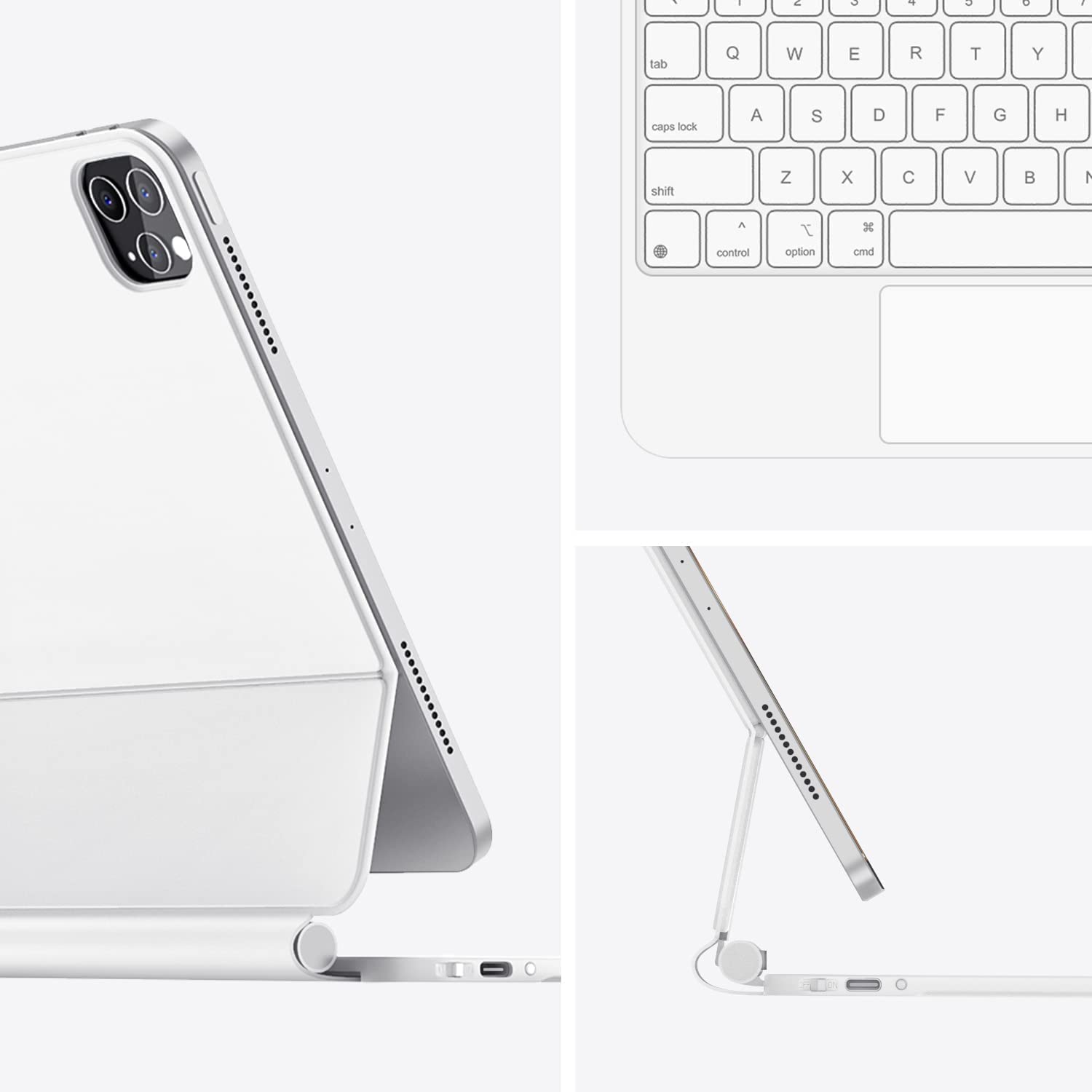 HOU Tastiera iPad Air 13'' (M3 2025/M2 2024) Tastiera iPad Pro 12.9 2021 6a Generazione iPad Pro 12.9 5a/4a/3a Generazione, Design Magnetico Flottante, Trackpad,Tastiera Retroilluminata Bianco