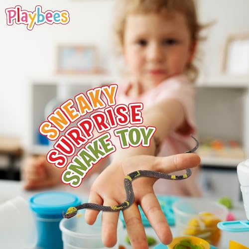 Playbees Rubber Toy Snakes - 12-Pack - 14 Inches - Assorted Lifelike Toy Snake, Realistic Serpents for Kids, Events, and Gags, Flexible and Float to Prank Friends and Family - Image 3