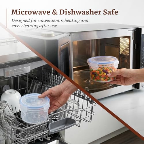 Image of Amazon Brand - Solimo Round Plastic Storage Jar & Container Set | Airtight Lid | BPA-Free Plastic | Microwave, Freezer & Dishwasher Safe | Kitchen Storage | 370ml, 650ml & 950ml | Set of 9