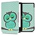 Produktbild kwmobile Pocketbook Touch Lux 4/Basic Lux 2/Touch HD 3 Hülle - Kunstleder eReader Schutzhülle Cover Case für Pocketbook Touch Lux 4/Basic Lux 2/Touch HD 3 - Eule Schlaf Design Türkis Braun Mintgrün