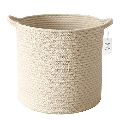 Wintao Korb aus Baumwollseil, gewebt, natürlicher Korb für Babys, Wäschekorb, Spielzeug, Aufbewahrung, Organizer, D35 x H33 cm, Khaki