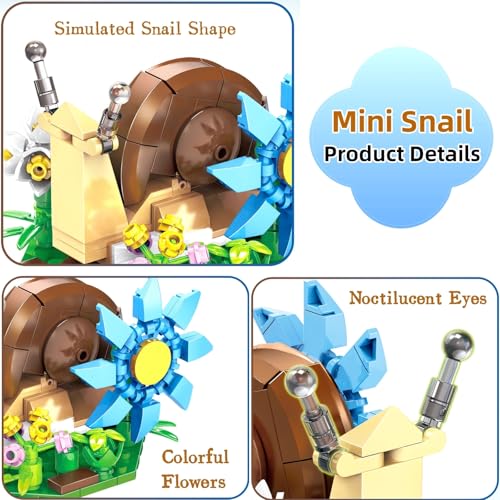 WULOBOOI Ideas Insect Collection Toy Building Sets, Snails with Flowers Nature Display Models for Home Decor, Fun Bug Gift for Animals Lovers Woman Teens Adults — view 3